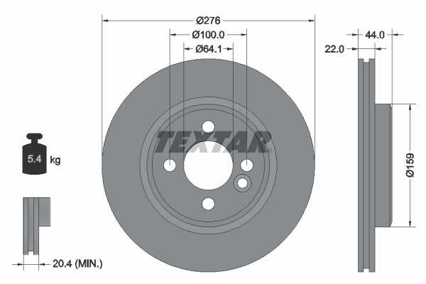 Disc frana punte fata (92262403 TEXTAR) MINI