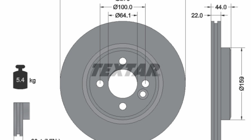 Disc frana punte fata (92262403 TEXTAR) MINI