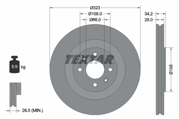 Disc frana punte fata (92267103 TEXTAR) Citroen,DS,PEUGEOT