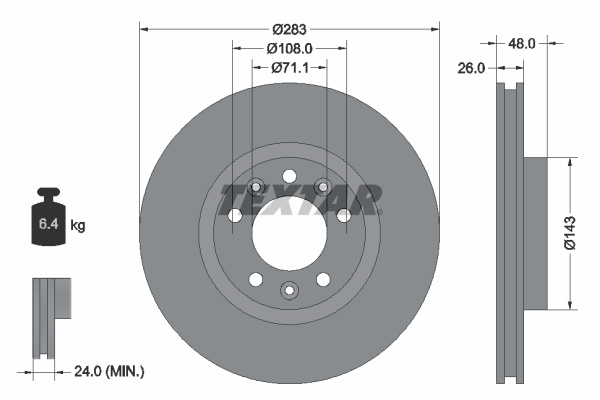 Disc frana punte fata (92267203 TEXTAR) Citroen,FIAT,OPEL,PEUGEOT