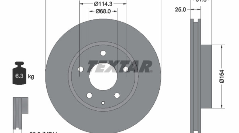 Disc frana punte fata (92267503 TEXTAR) MAZDA,MAZDA (CHANGAN)