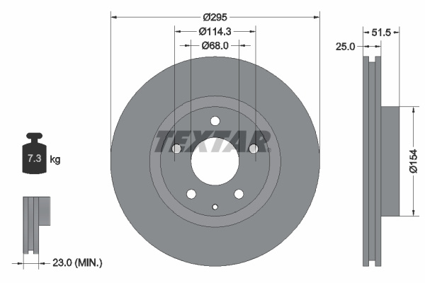 Disc frana punte fata (92267603 TEXTAR) MAZDA,MAZDA (CHANGAN)