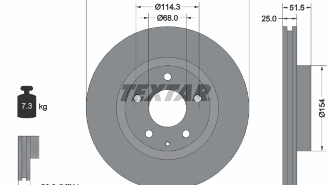 Disc frana punte fata (92267603 TEXTAR) MAZDA,MAZDA (CHANGAN)