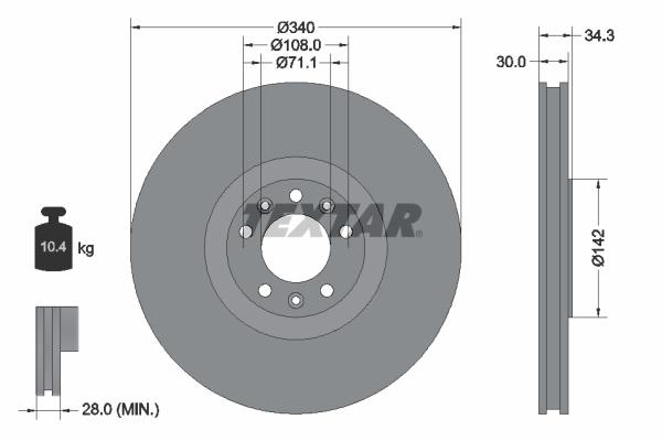 Disc frana punte fata (92268203 TEXTAR) PEUGEOT