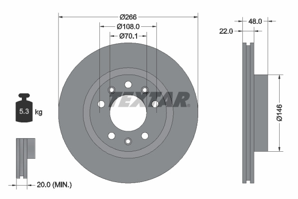 Disc frana punte fata (92269003 TEXTAR) PEUGEOT,PEUGEOT (DF-PSA)