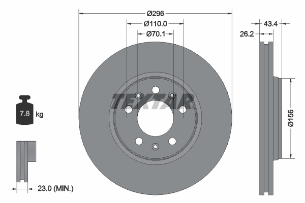 Disc frana punte fata (92270605 TEXTAR) OPEL,PONTIAC,SATURN
