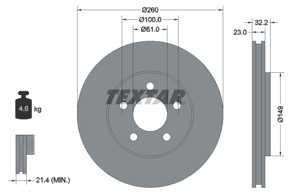 Disc frana punte fata (92271603 TEXTAR) CHRYSLER,DODGE
