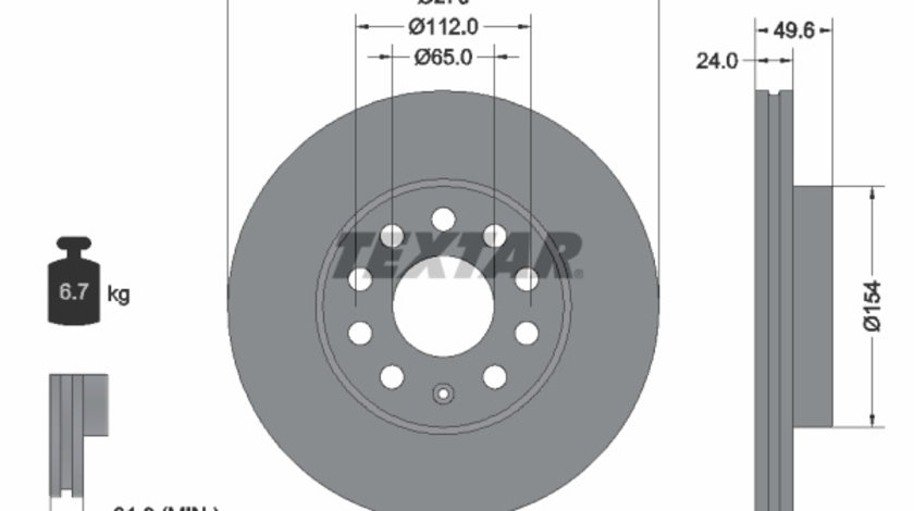 Disc frana punte fata (92271903 TEXTAR) AUDI,SEAT,SKODA,SKODA (SVW),VW,VW (FAW),VW (SVW)