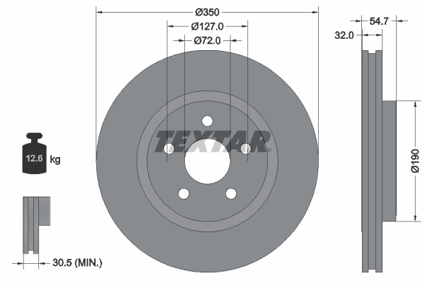 Disc frana punte fata (92272205 TEXTAR) DODGE,JEEP