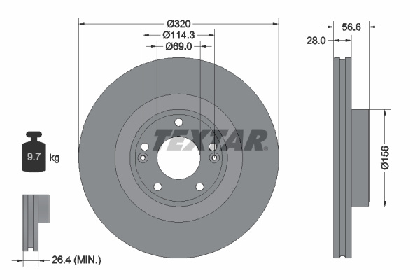 Disc frana punte fata (92272803 TEXTAR) HYUNDAI