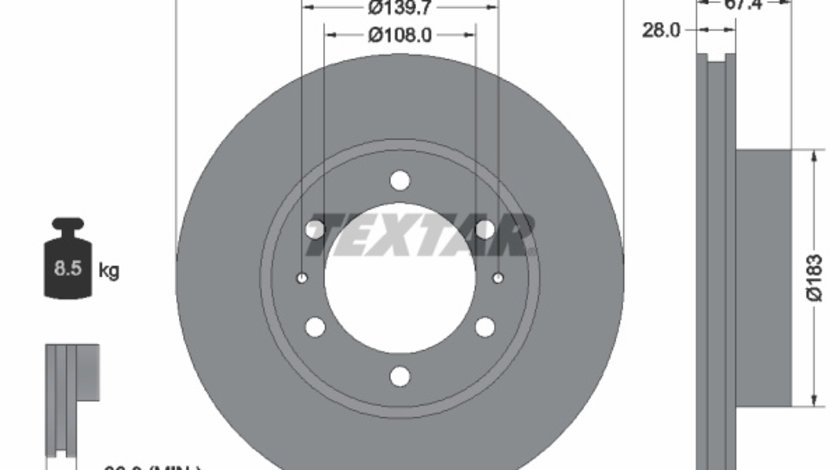 Disc frana punte fata (92274903 TEXTAR) TOYOTA