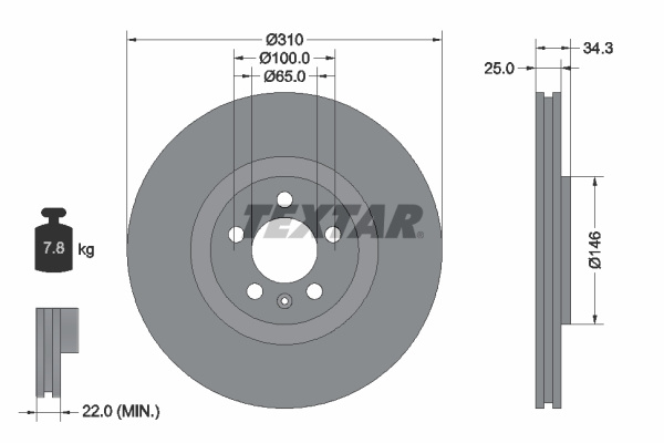 Disc frana punte fata (92275905 TEXTAR) AUDI,SEAT,VW