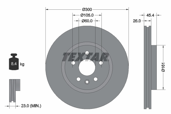 Disc frana punte fata (92277205 TEXTAR) CHEVROLET,HOLDEN,OPEL,VAUXHALL