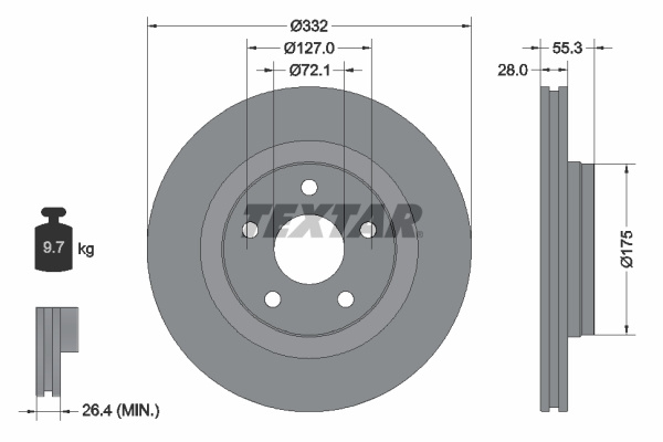 Disc frana punte fata (92278803 TEXTAR) JEEP