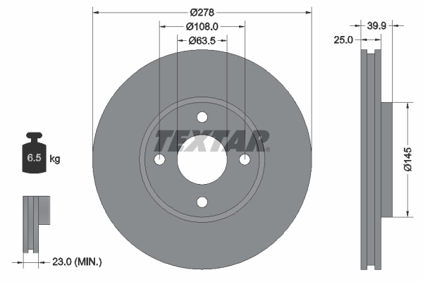 Disc frana punte fata (92279003 TEXTAR) FORD,FORD (CHANGAN),FORD AUSTRALIA