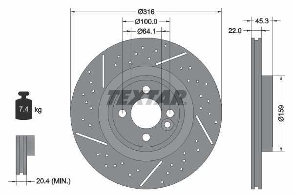 Disc frana punte fata (92279105 TEXTAR) MINI