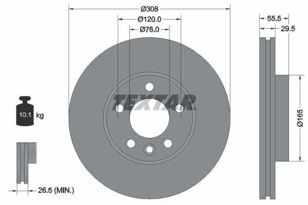 Disc frana punte fata (92279505 TEXTAR) VW