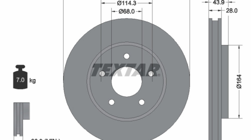 Disc frana punte fata (92280103 TEXTAR) CHEVROLET,NISSAN,NISSAN (DFAC),SUZUKI,VENUCIA