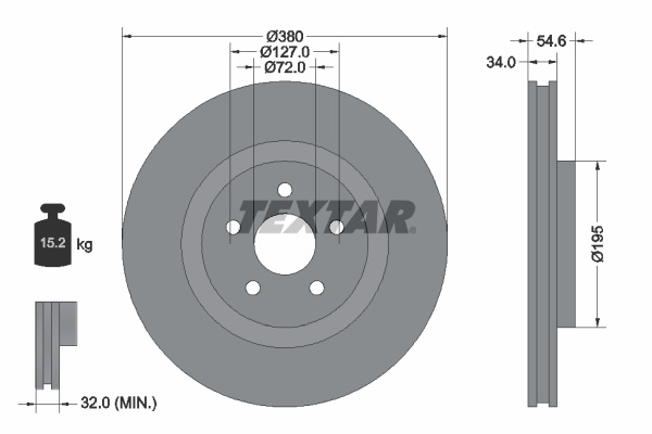 Disc frana punte fata (92281905 TEXTAR) JEEP