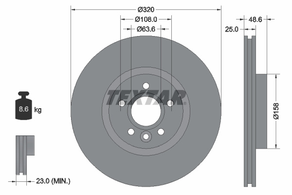 Disc frana punte fata (92282103 TEXTAR) FORD,FORD AUSTRALIA,LINCOLN,VOLVO