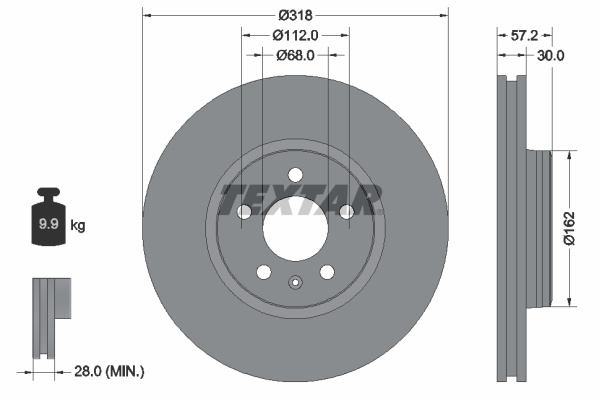 Disc frana punte fata (92282705 TEXTAR) AUDI,AUDI (FAW)