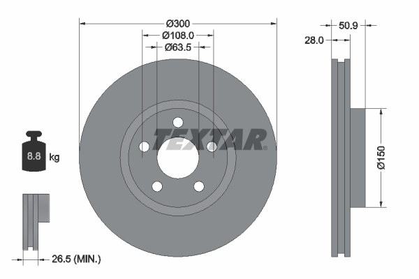 Disc frana punte fata (92283105 TEXTAR) FORD