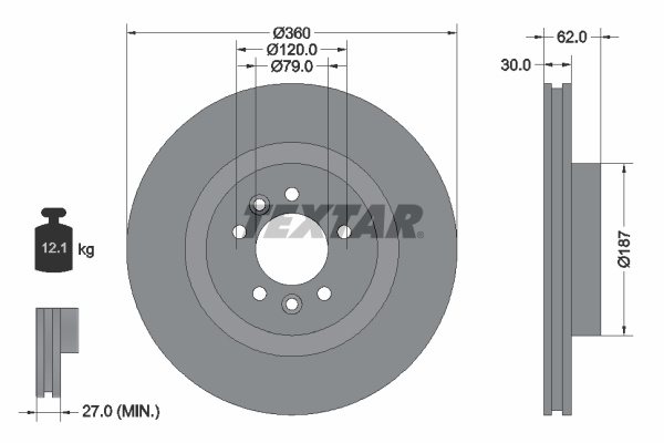 Disc frana punte fata (92283205 TEXTAR) LAND ROVER