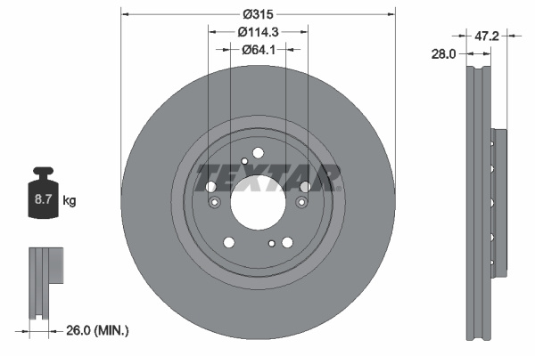 Disc frana punte fata (92283303 TEXTAR) HONDA