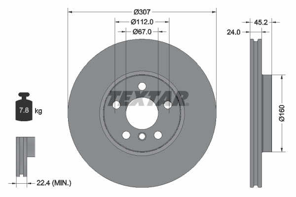 Disc frana punte fata (92283603 TEXTAR) BMW,BMW (BRILLIANCE),MINI
