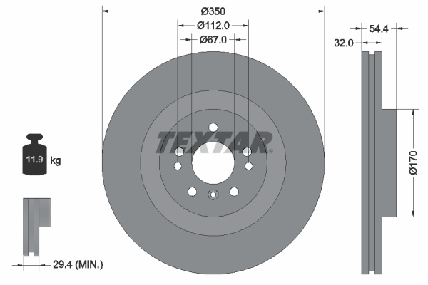 Disc frana punte fata (92284205 TEXTAR) BRABUS,MERCEDES-BENZ