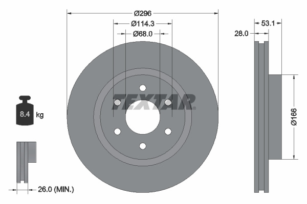 Disc frana punte fata (92285803 TEXTAR) NISSAN,NISSAN (ZHENGZHOU),RENAULT