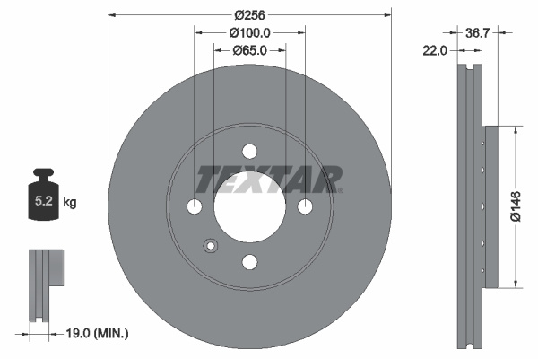 Disc frana punte fata (92287003 TEXTAR) SEAT,SKODA,VW