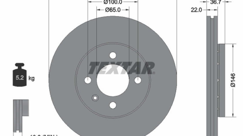 Disc frana punte fata (92287003 TEXTAR) SEAT,SKODA,VW