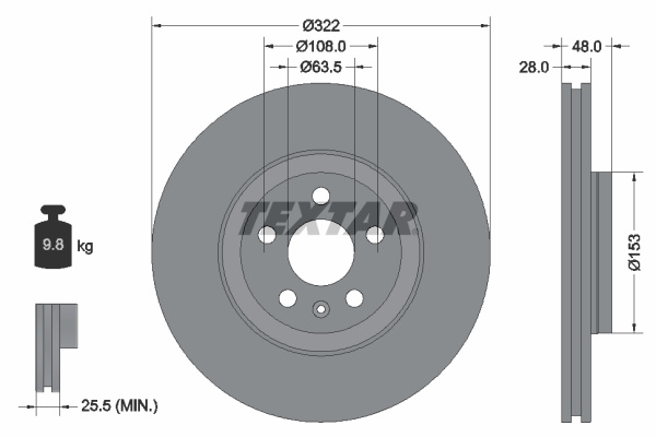 Disc frana punte fata (92287405 TEXTAR) LYNK & CO,VOLVO,VOLVO ASIA