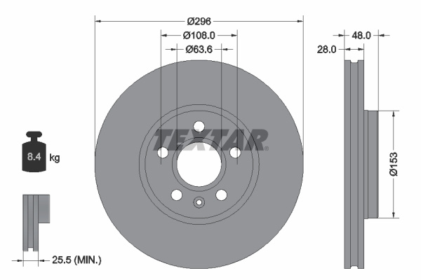 Disc frana punte fata (92287505 TEXTAR) VOLVO,VOLVO ASIA