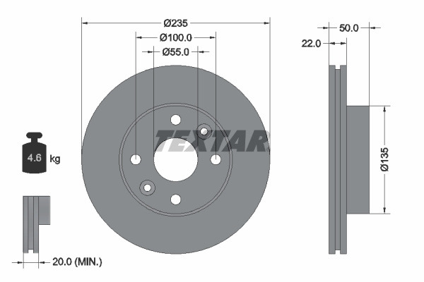Disc frana punte fata (92288203 TEXTAR) KIA