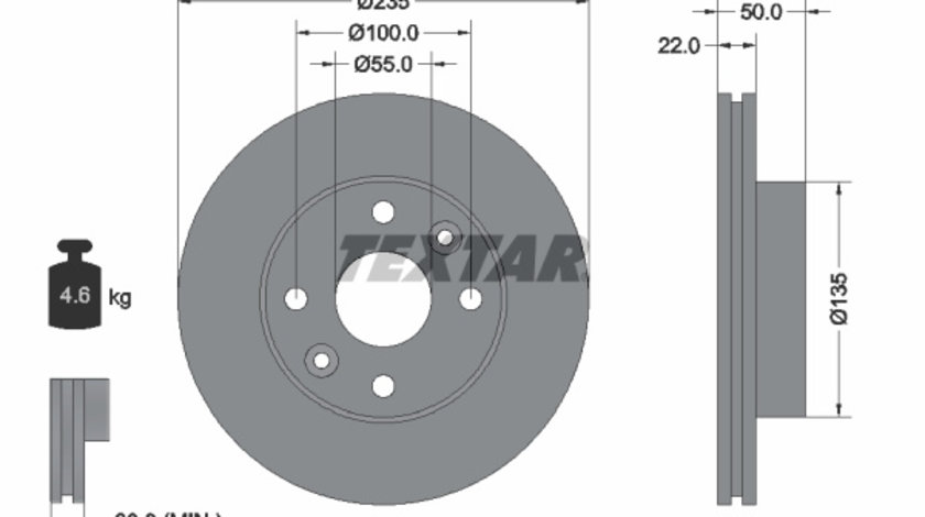 Disc frana punte fata (92288203 TEXTAR) KIA