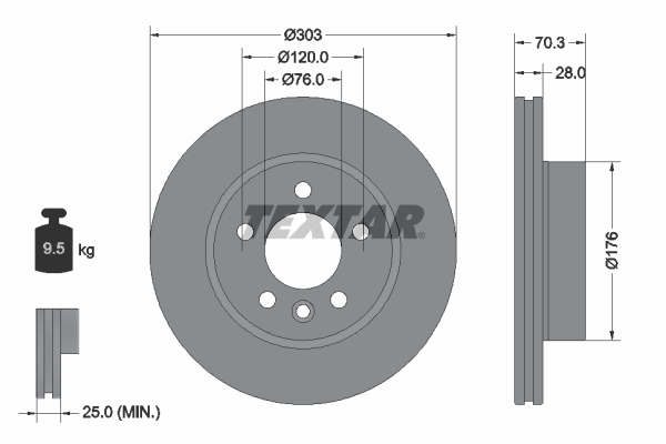 Disc frana punte fata (92288403 TEXTAR) MAN,VW