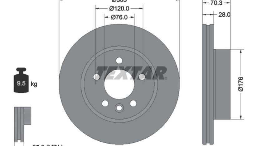 Disc frana punte fata (92288403 TEXTAR) MAN,VW