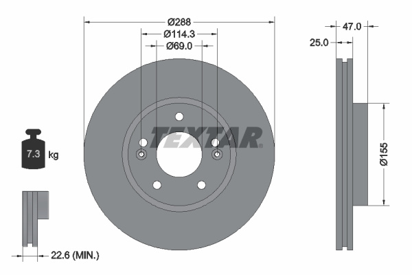 Disc frana punte fata (92290503 TEXTAR) HYUNDAI,KIA