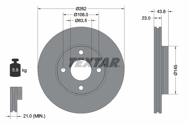 Disc frana punte fata (92292703 TEXTAR) FORD