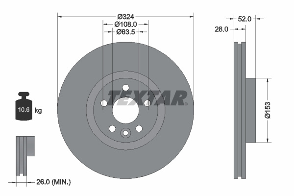 Disc frana punte fata (92293205 TEXTAR) VOLVO
