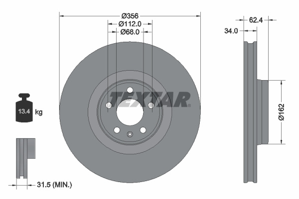 Disc frana punte fata (92293505 TEXTAR) AUDI