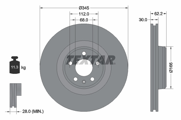 Disc frana punte fata (92294305 TEXTAR) AUDI