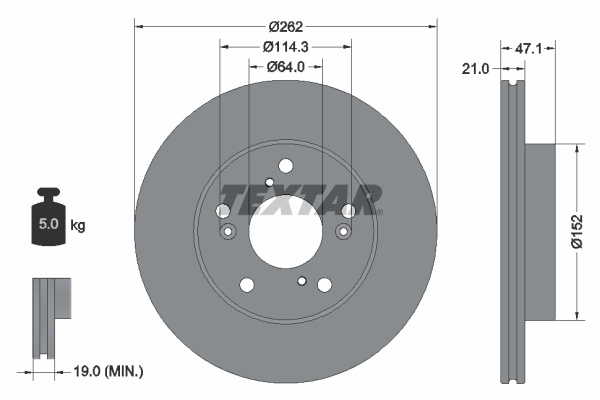 Disc frana punte fata (92294503 TEXTAR) HONDA