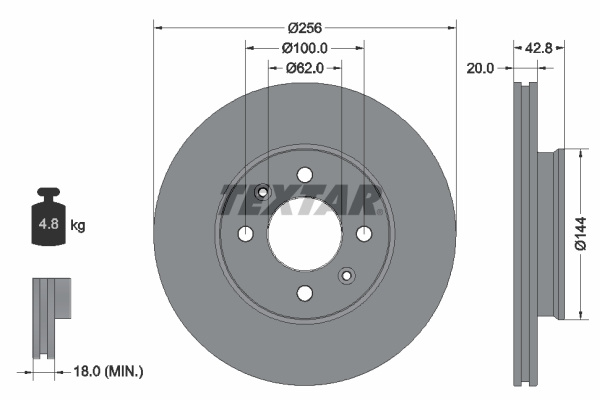 Disc frana punte fata (92295403 TEXTAR) KIA