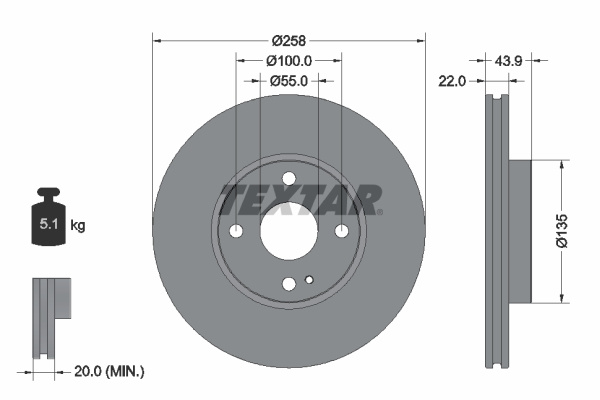 Disc frana punte fata (92300903 TEXTAR) MAZDA,SCION,TOYOTA