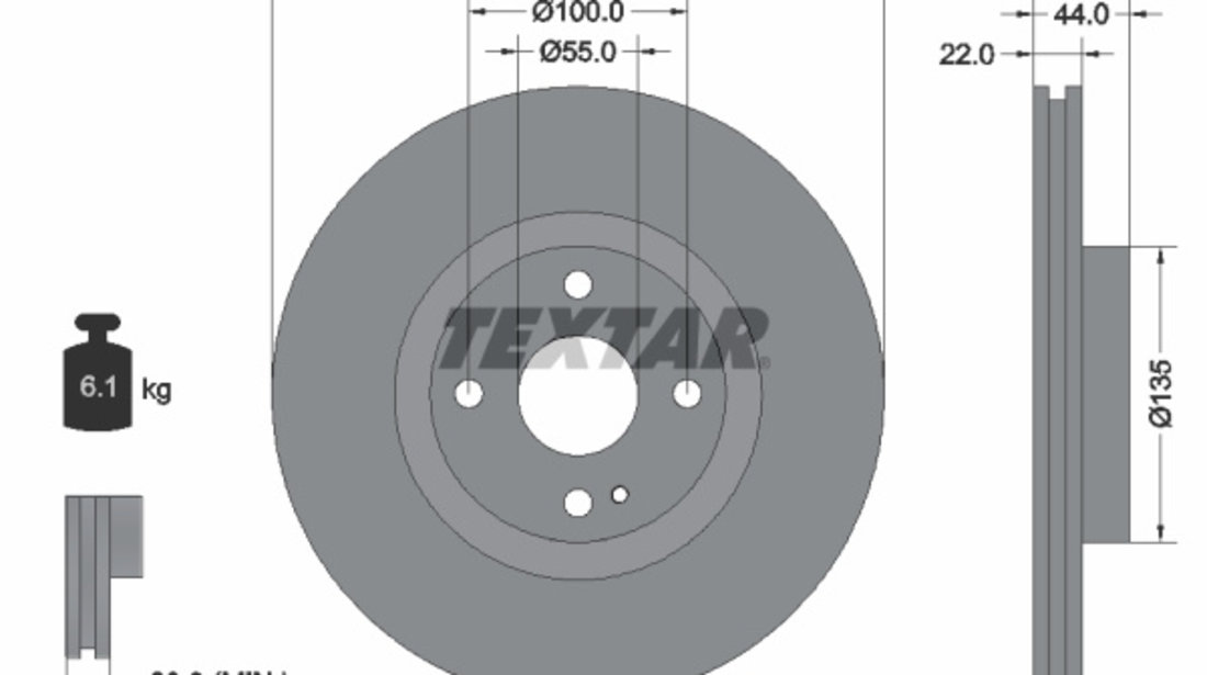 Disc frana punte fata (92301503 TEXTAR) ABARTH,FIAT,MAZDA