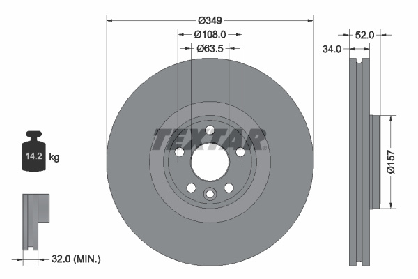Disc frana punte fata (92301805 TEXTAR) JAGUAR,LAND ROVER