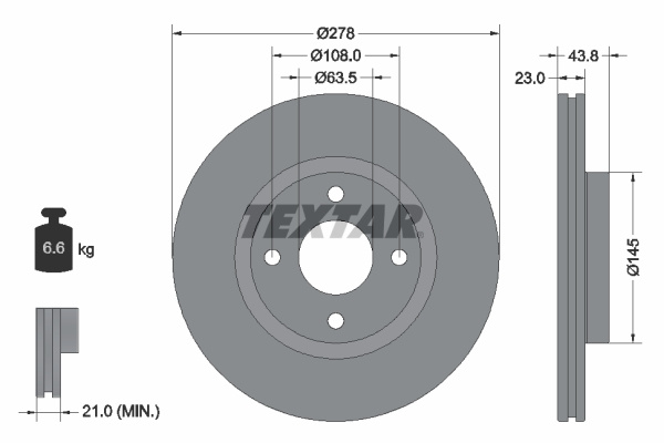 Disc frana punte fata (92303203 TEXTAR) FORD